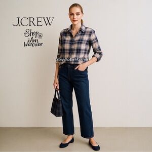 J.Crew plaid ‘boy fit’ 3/4 button down top *shop@iamwarrior